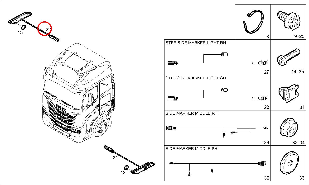 Original Iveco 5802391162 Seitenmarkierungsleuchte Kabine rechts S-WAY Original Iveco 5802391162 Seitenmarkierungsleuchte Kabine rechts S-WAY