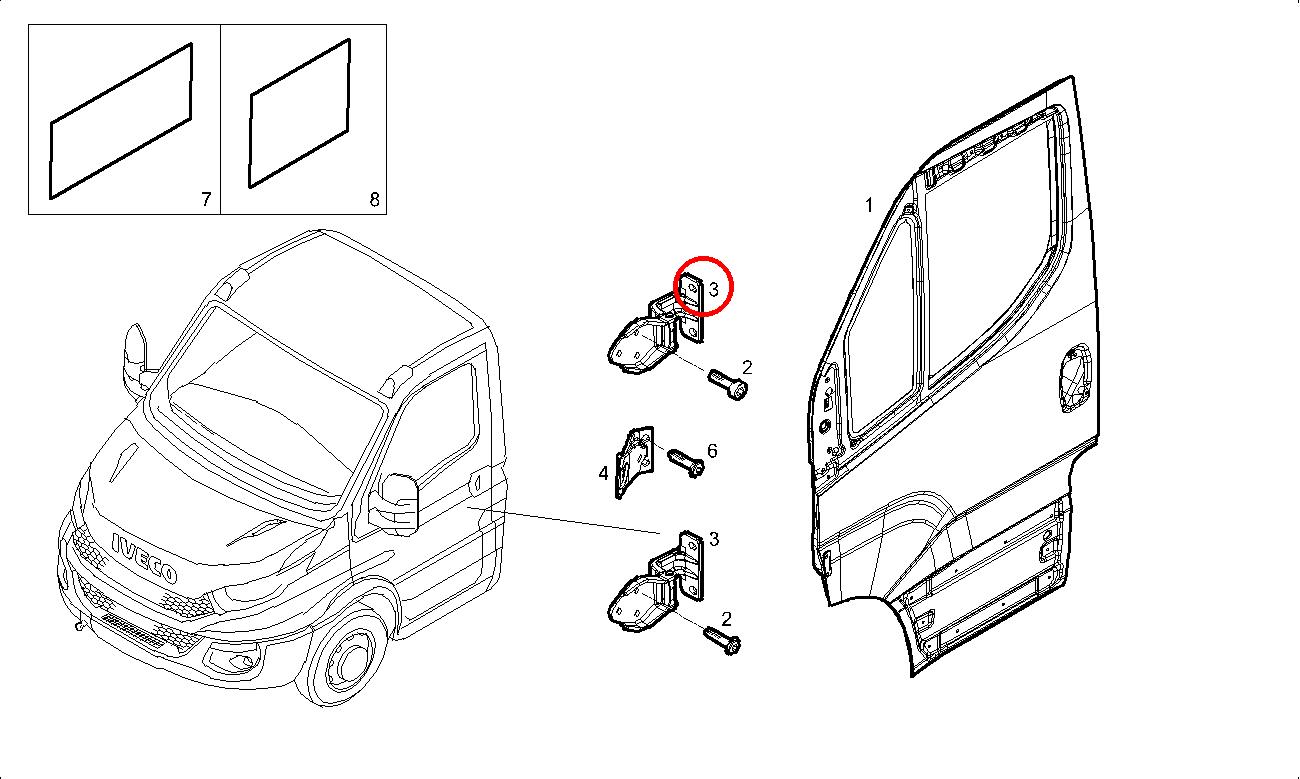 Original Iveco 504131917 Vordertürscharnier links / rechts Daily ab 2000