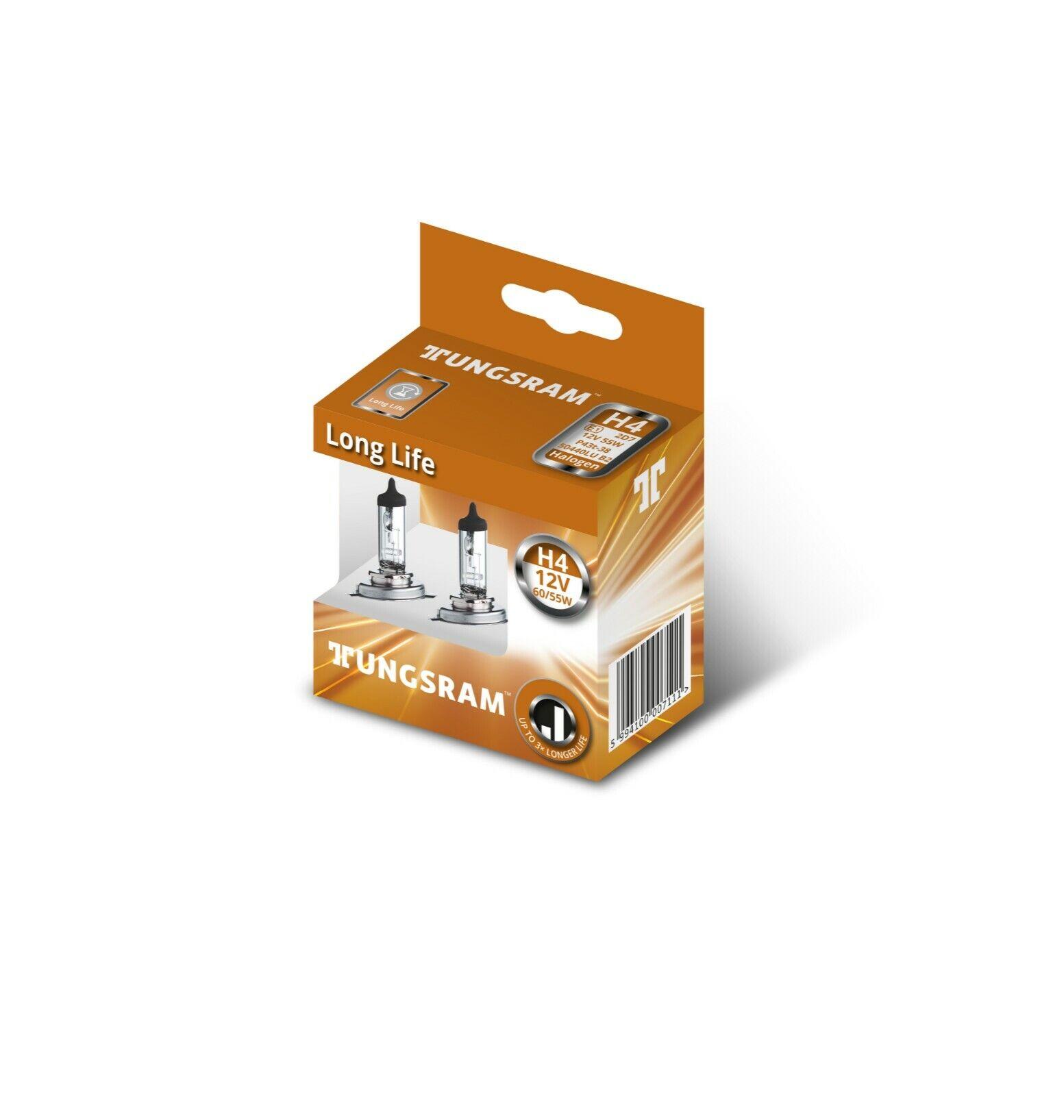 TUNGSRAM H4 12V 60/55W P43t Long Life 2x längere Lebensdauer 2st. Lampen