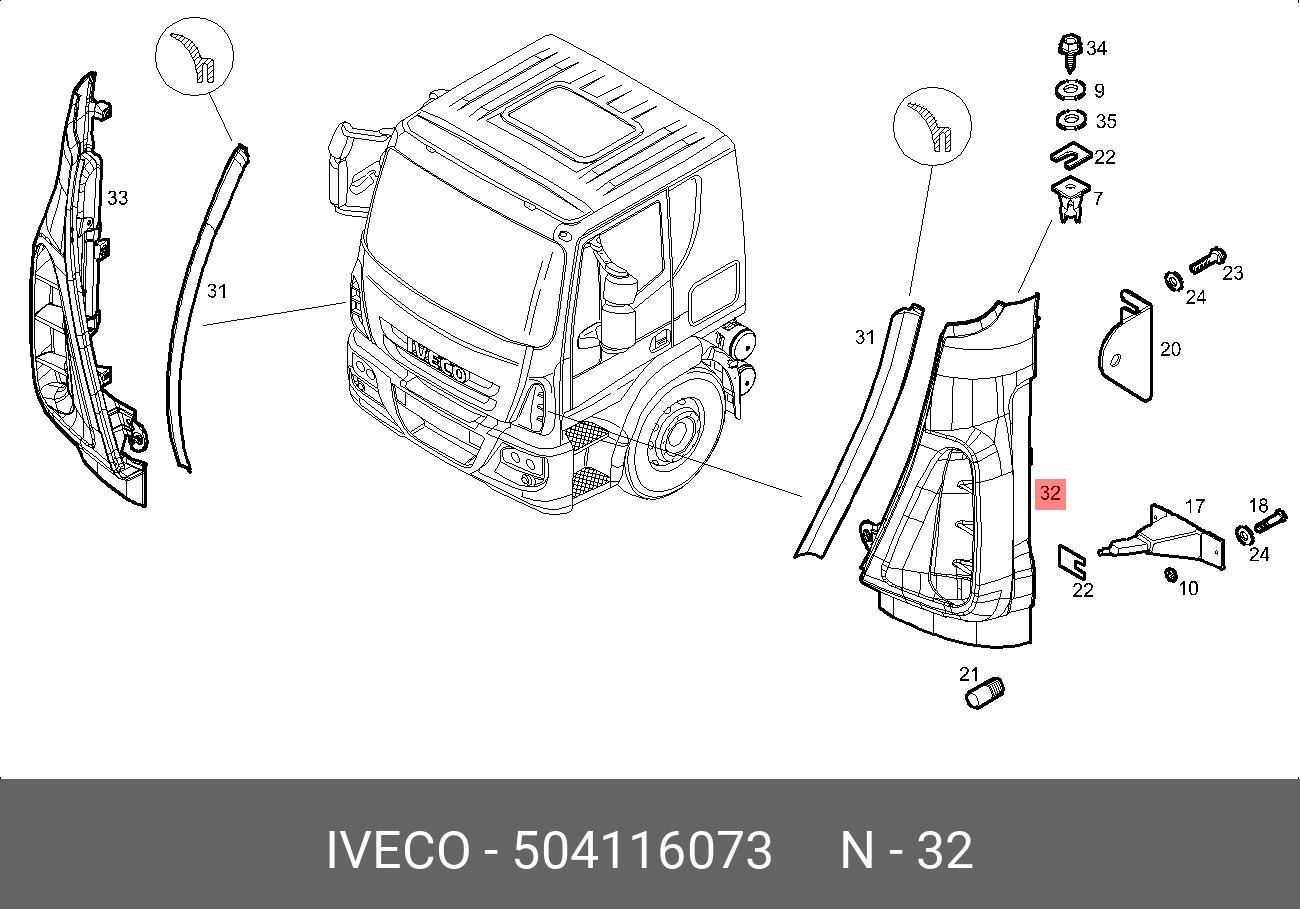 Original Iveco 504116073 Windabweiser links EuroCargo 75E13 - 180E28 ab 2003 Original Iveco 504116073 Windabweiser links EuroCargo 75E13 - 180E28 ab 2003
