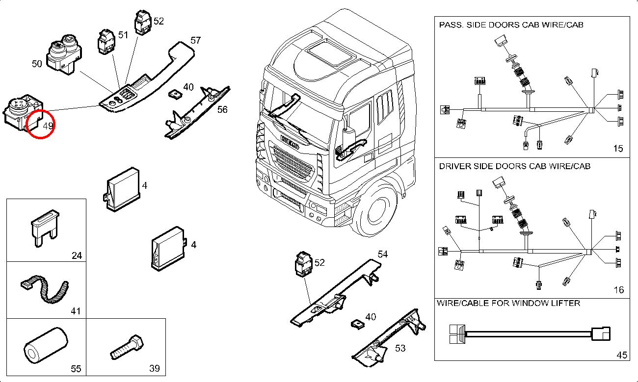 Original Iveco 504267130 Schalter Aussenspiegel EuroCargo ab 1996