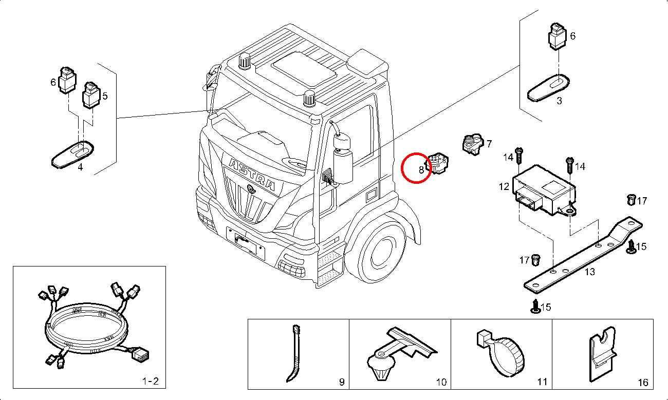 Original Iveco 504267130 Schalter Aussenspiegel EuroCargo ab 1996